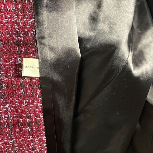 Vtg 60s Maroon, Light Blue & Black Tweed Plaid Coat - UNIQUE - Picture 7 of 9